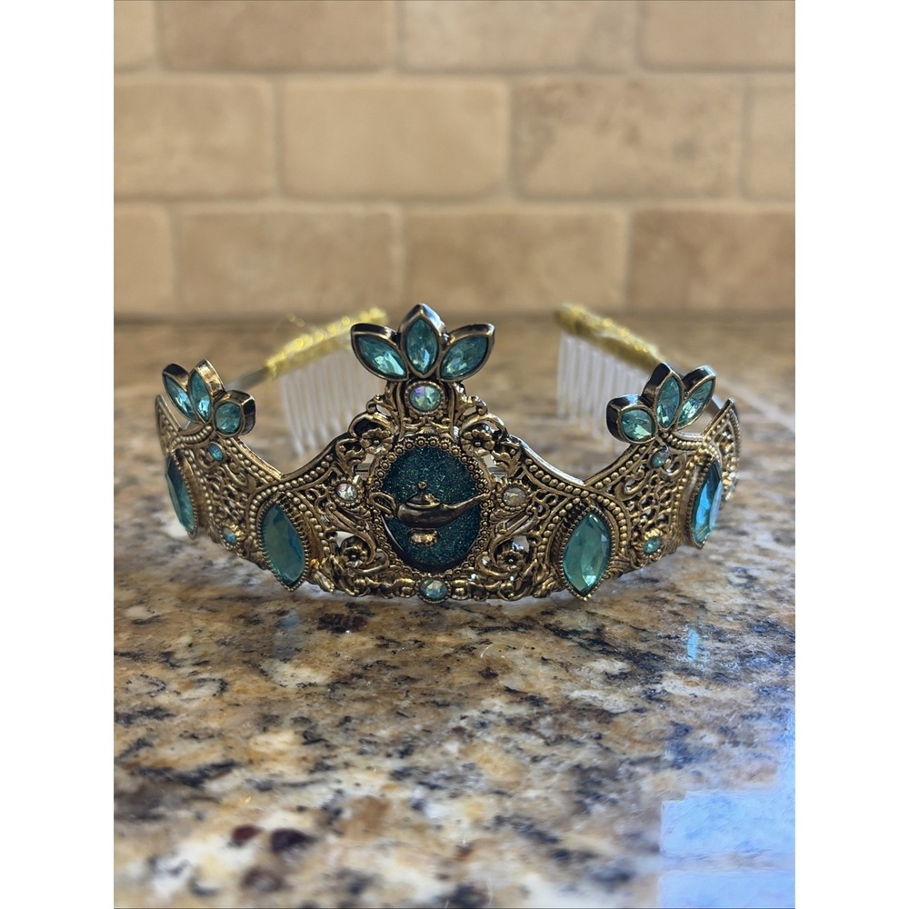 Disney Aladdin Princess Jasmine Dress Up Cosplay Costume Jeweled Gem Crown Combs